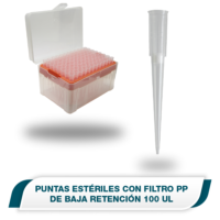Puntas con filtro estériles PP de Baja retención 100 μl
