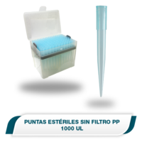 Puntas de 1000 ul. Sin filtro, estériles, en gradilla. Cellpro 800403