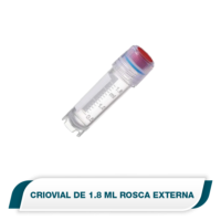 Criovial de 1.8 ml. Rosca externa, estéril, tapa roja. kangjian