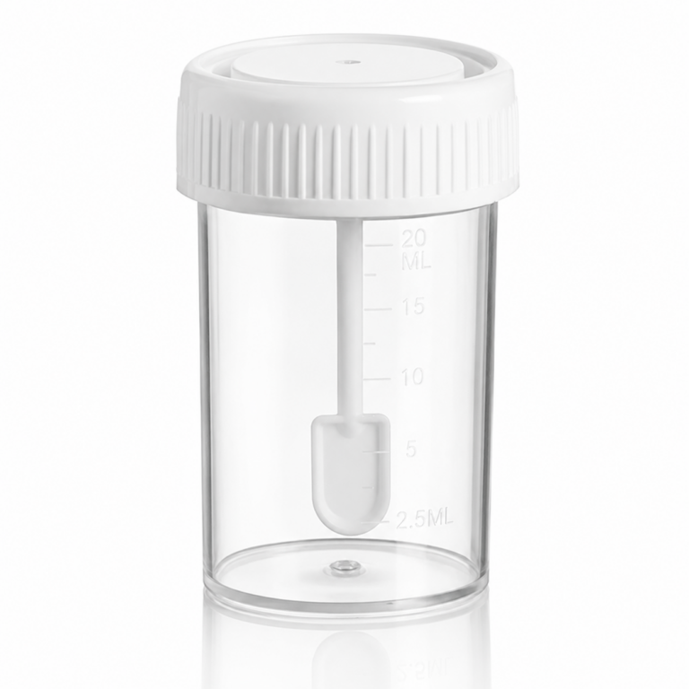 Vaso estéril recolector de heces de 60 ml