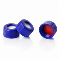 Tapa azul de rosca abierta con septa
