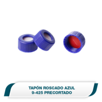 Tapa azul de rosca, abierta con septa 9mm,  pre-cortada