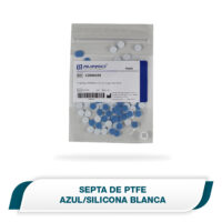 Septa azul, diámetro 9mm, espesor 1mm, PTFE azul/silicon blanco