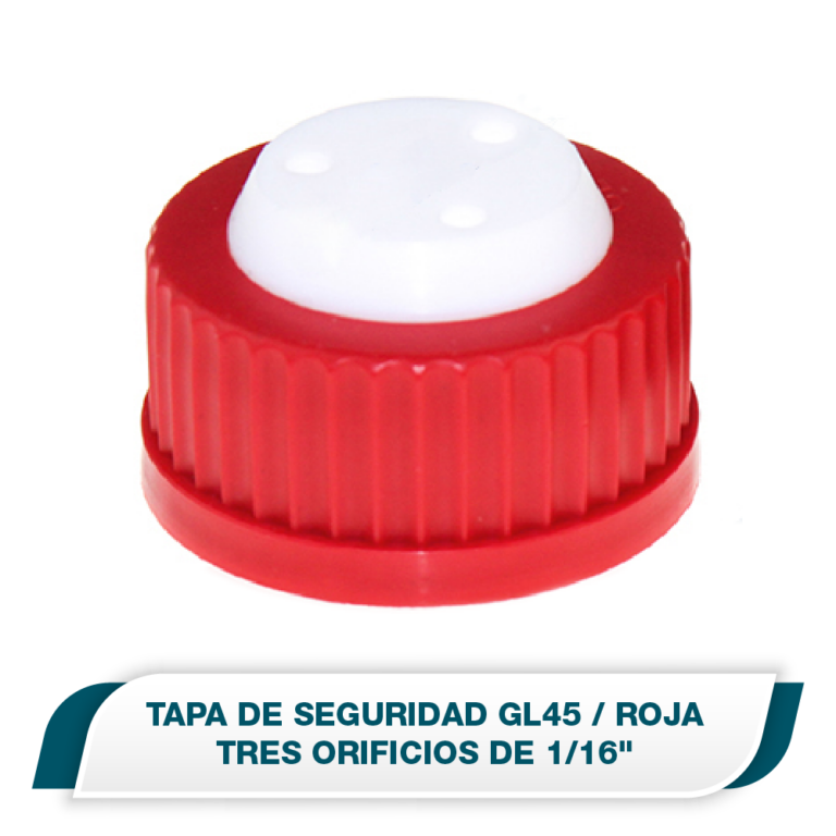 Tapa de seguridad GL45, con 3 orificios para tubo de 1/16