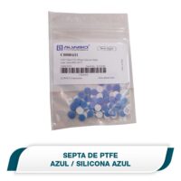 Septa azul, pre-cortada, diámetro 9mm, espesor 1mm, PTFE azul/silicón blanco