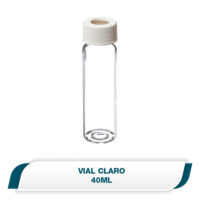 Vial claro de 40 mL, con tapa blanca abierta con septa PTFE natural/silicón blanco
