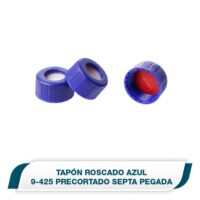 Tapa azul de rosca abierta con septa pegada 9mm