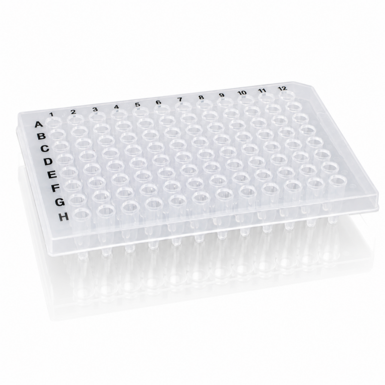 Placa de PCR con 96 pozos 0.1mL, sin faldón, Transparente