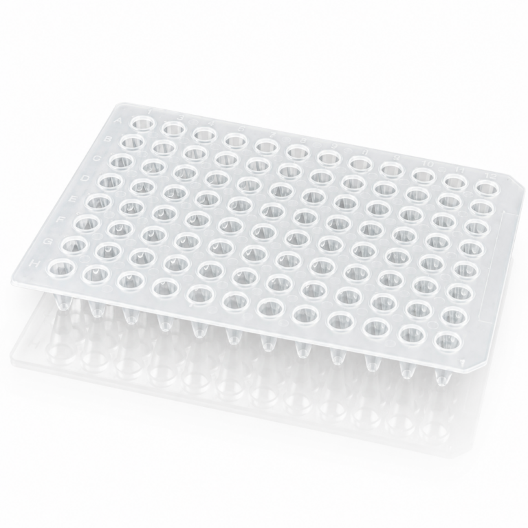 Placa de PCR con 96 pozos 0.1mL, sin faldón, Blanco