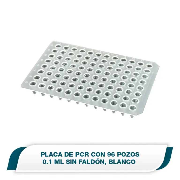 Placa de PCR con 96 pozos 0.1mL, sin faldón, Blanco