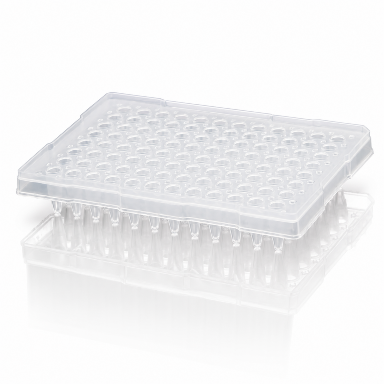 Placa de PCR con 96 pozos 0.1mL, con medio faldón, para ABI