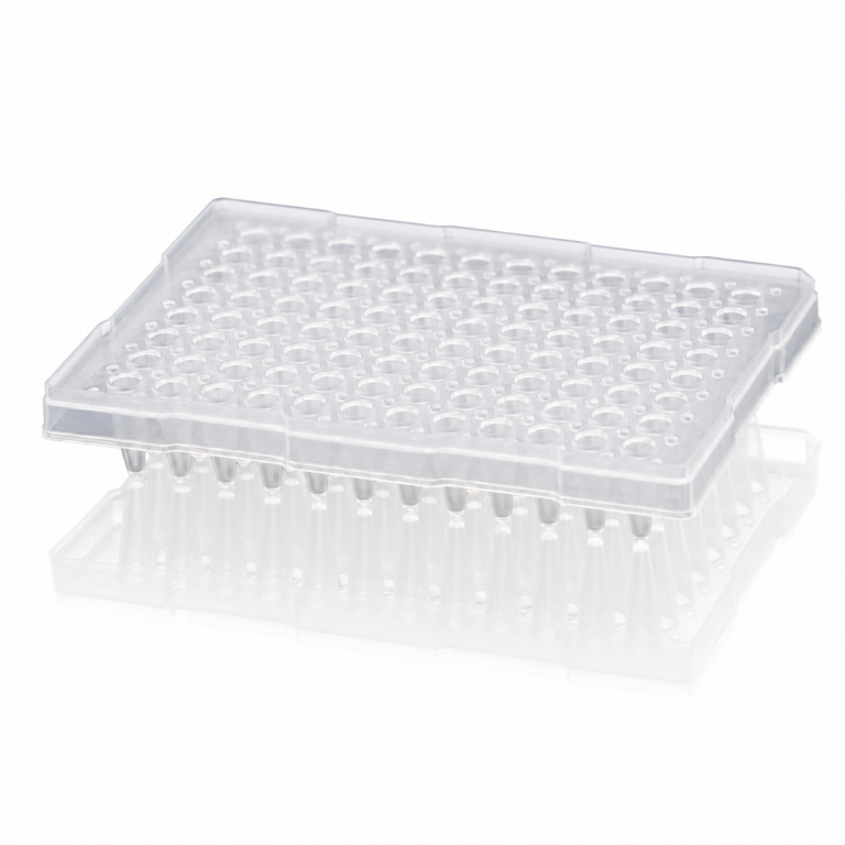 Placa de PCR con 96 pozos 0.2mL, con medio faldón, para ABI