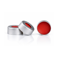 Tapa plateada 11mm, con apertura, septa TEF transparente/silicón rojo