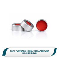 Tapa plateada 11mm, con apertura, septa TEF transparente/silicón rojo