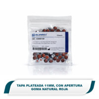 Tapa plateada 11mm, con apertura, septa TEF transparente/goma natural roja