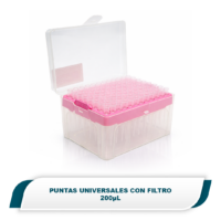 Puntas universales con filtro, 200µL, estériles, baja retención