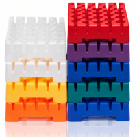 Gradilla para tubos de 15 mL, con 25 posiciones, colores surtidos, juego con 5 gradillas.
