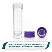 TUBO DE RECOLECCIÓN Y TRANSPORTE DE 5ML, CON TAPÓN PLANO ESTÉRILES