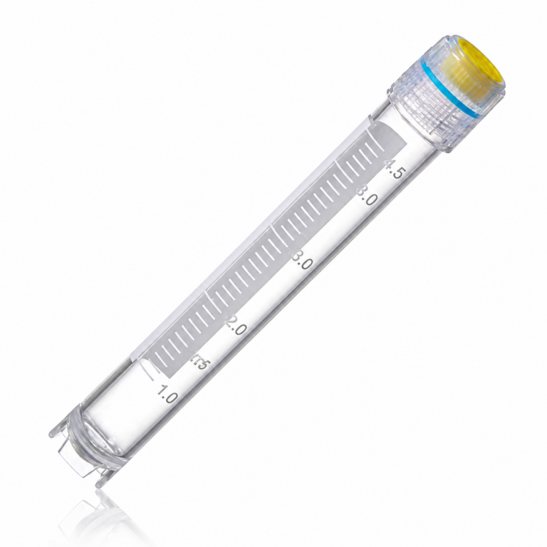 Criovial de 4.5 ml. Rosca externa, estéril, tapa amarilla. kangjian