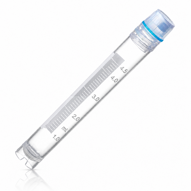 Criovial de 4.5 ml. Rosca interna, estéril, tapa azul. kangjian